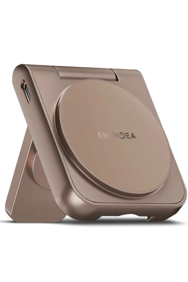 Energea MagDuo 2in1 Katlanabilir 15W Telefon ve 2.5W Saat Masaüstü Hızlı Şarj Standı - Gold