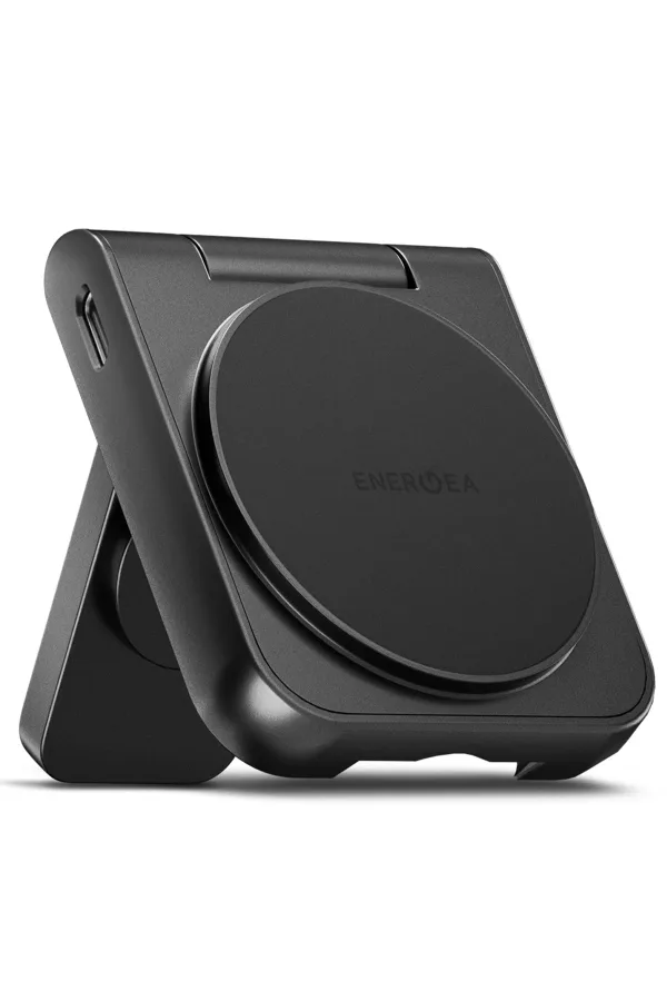 Energea MagDuo 2in1 Katlanabilir 15W Telefon ve 2.5W Saat Masaüstü Hızlı Şarj Standı - Koyu Gri