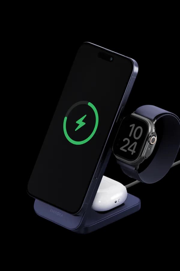 Energea MagTrio 2 3in1 Katlanabilir 25W Telefon Saat Airpods Masaüstü Hızlı Şarj Standı - Lacivert