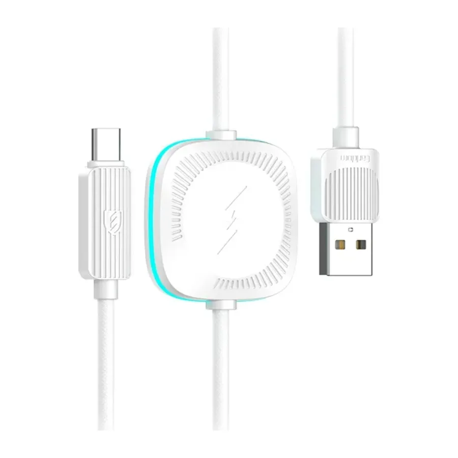 Earldom WC39 1.2M 15W Usb to Type-C ve 2.5W Kablosuz Saat Şarj Çıkışlı 2in1 Hızlı Şarj Kablosu - Beyaz