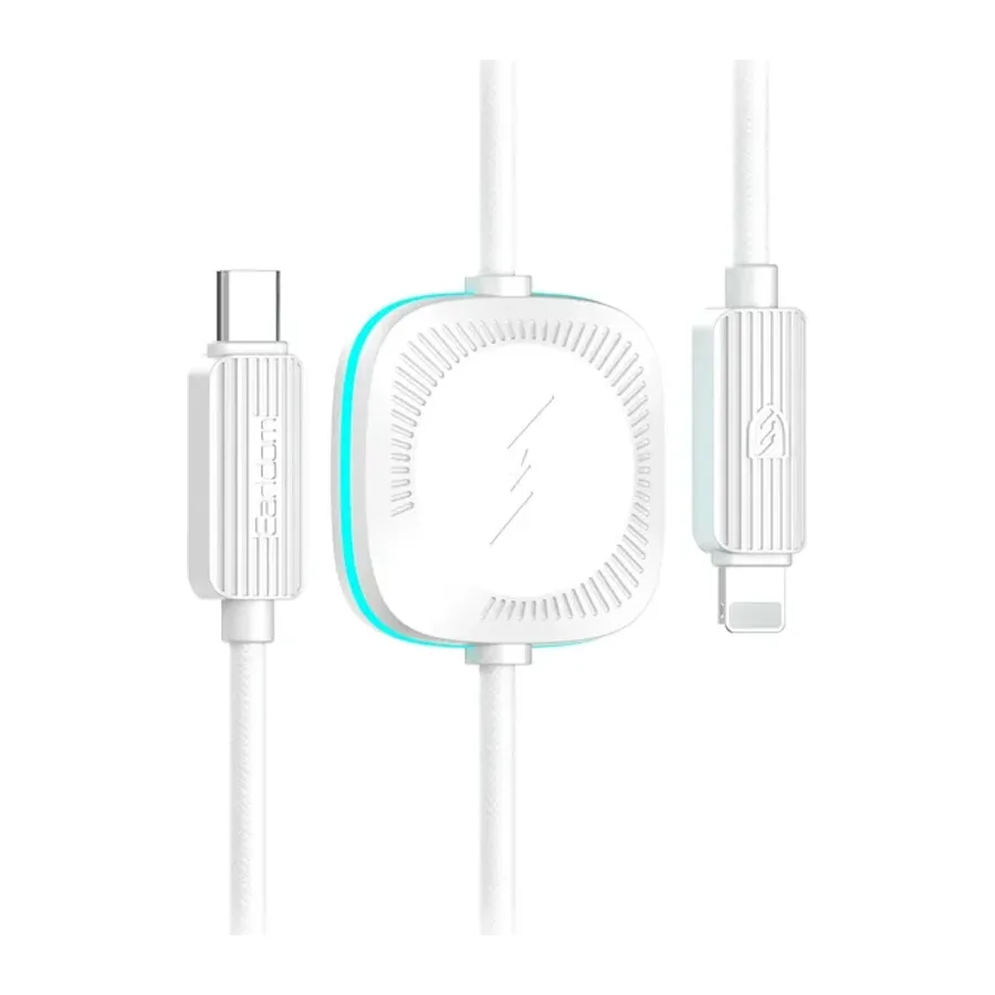 Earldom WC41 1.2M 20W Type-C to Lightning ve 2.5W Kablosuz Saat Şarj Çıkışlı 2in1 PD Hızlı Şarj Kablosu - Beyaz
