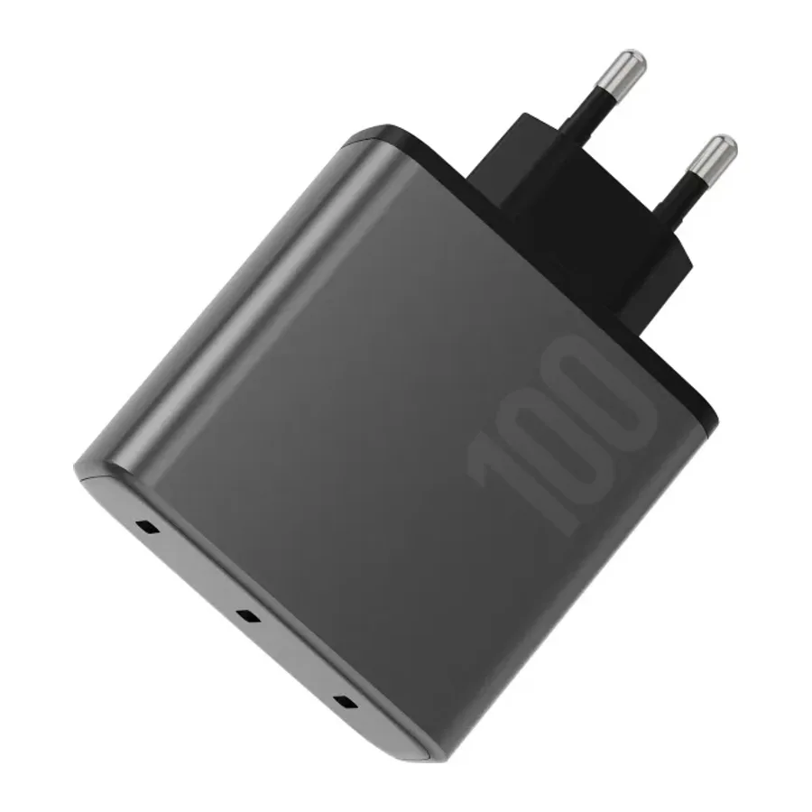 Energea AmpCharge GaN100 2 Adet 100W Type-C ve 1 Adet 35W Type-C Çıkışlı Hızlı Şarj Aleti - Koyu Gri