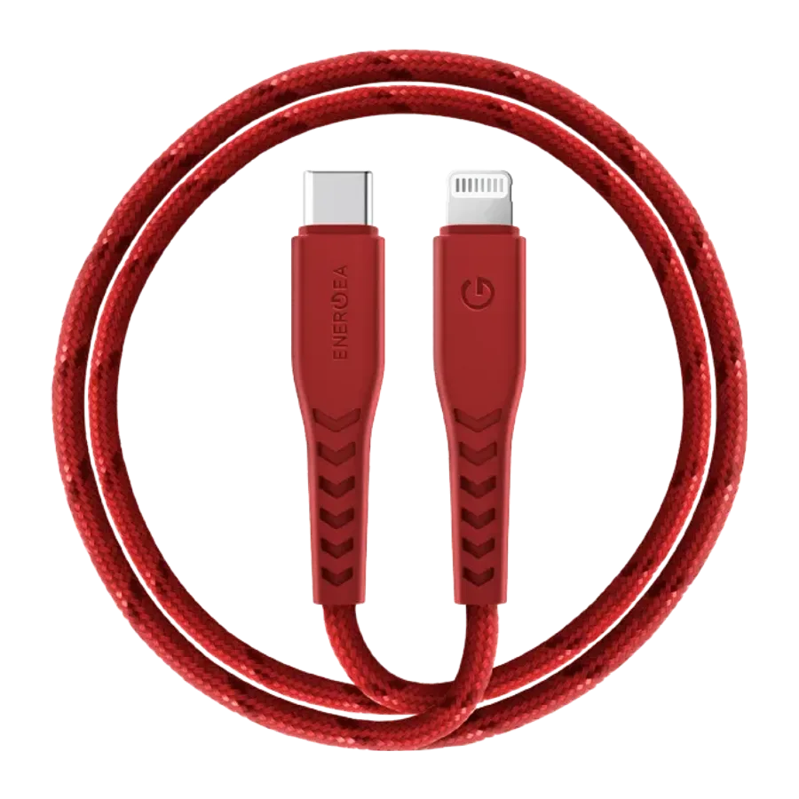 Energea C94 NyloFlex 1.5M 100W Type-C to Lightning PD Hızlı Şarj Kablo - Kırmızı