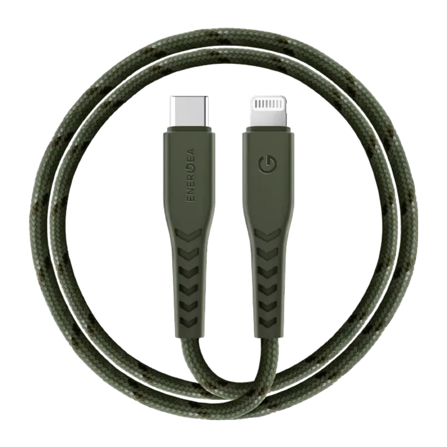 Energea C94 NyloFlex 1.5M 100W Type-C to Lightning PD Hızlı Şarj Kablo - Yeşil