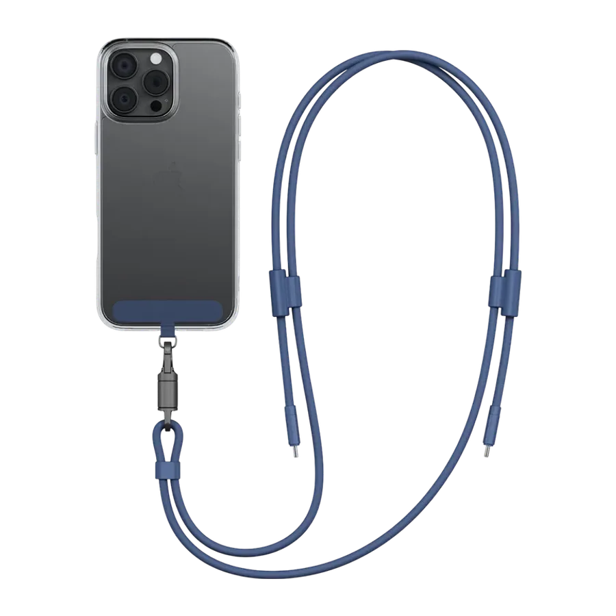 Energea Lasso 240W 1.5M Lanyard Tasarımlı USB-C to USB-C Şarj Kablosu - Mavi