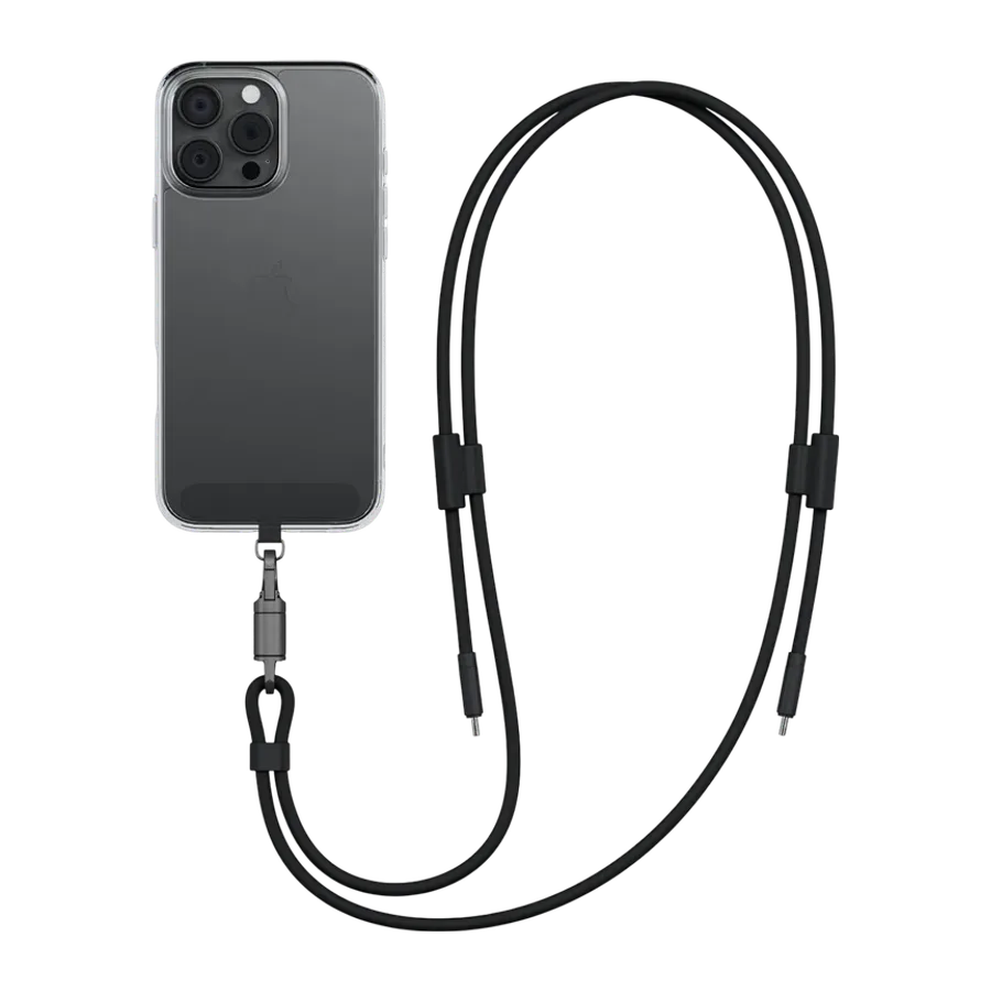 Energea Lasso 240W 1.5M Lanyard Tasarımlı USB-C to USB-C Şarj Kablosu - Siyah