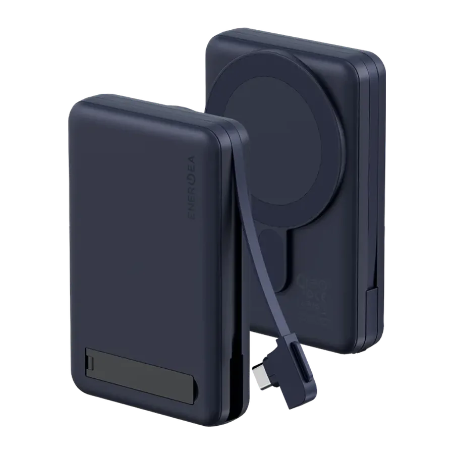 Energea MagPac Pro Plus Qi2 10.000mAh 1 Adet 20W Type-C 1 Adet 20W Type-C Kablo ve 15W Kablosuz Şarj Çıkışlı PD Hızlı Şarj Magsafe Powerbank - Mavi