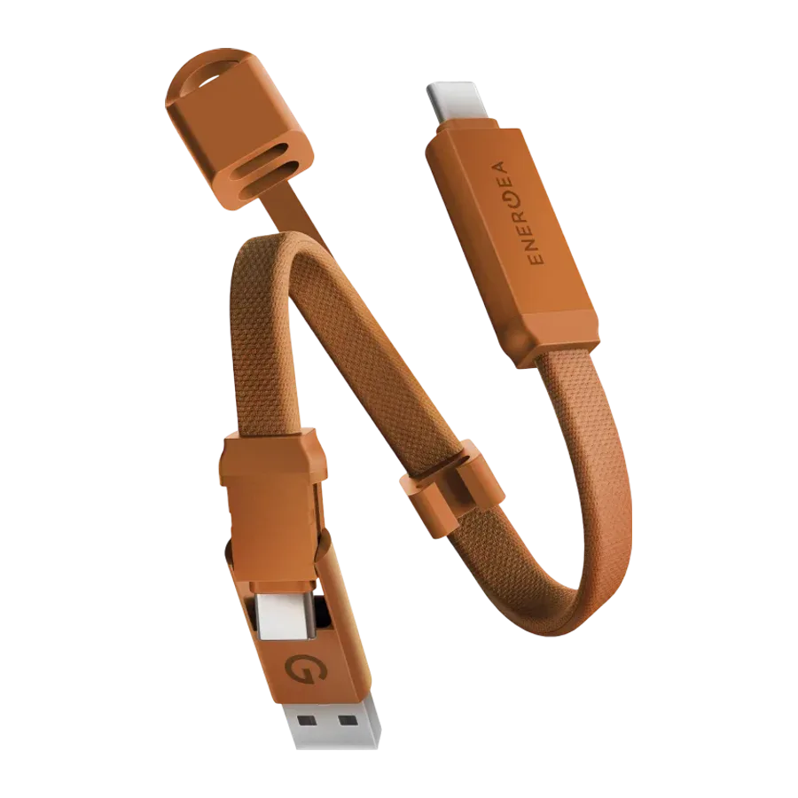 Energea Sheath Key 15cm 60W 2in1 Type-C to Type-C ve USB-A Hızlı Şarj Kablo - Turuncu