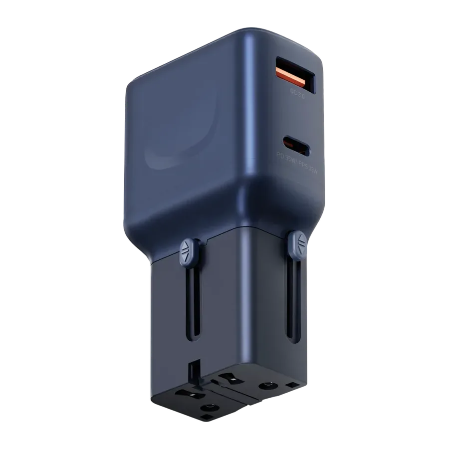 Energea TravelGo 35W 1 Adet Type-C 35W ve 1 Adet 18W USB Çıkışlı PD Hızlı Şarj Aleti - Mavi