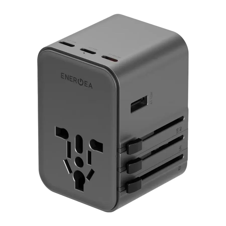 Energea TravelWorld Universal GaN45 1 Adet 45W Type C 2 Adet 15W Type C ve 2 Adet 12W USB Çıkışlı PD Hızlı Şarj Aleti - Siyah