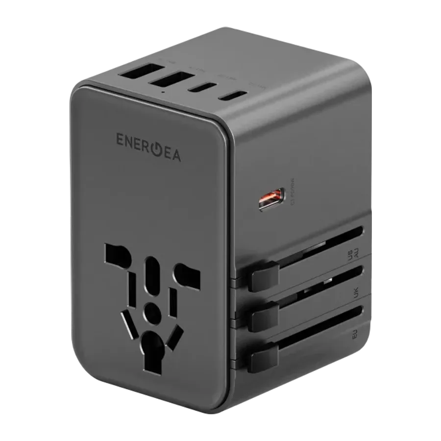 Energea TravelWorld Universal GaN70 1 Adet 70W Type C 2 Adet 15W Type C ve 2 Adet 15W USB Çıkışlı PD Hızlı Şarj Aleti - Siyah