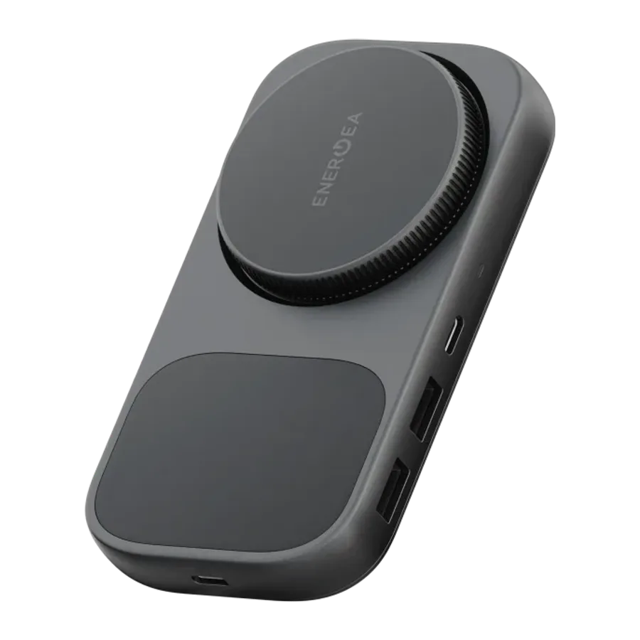 Energea Widock Plus Qi2 Kablosuz Şarj Destekli 7in1 4K Type-C Hub Dönüştürücü - Koyu Gri