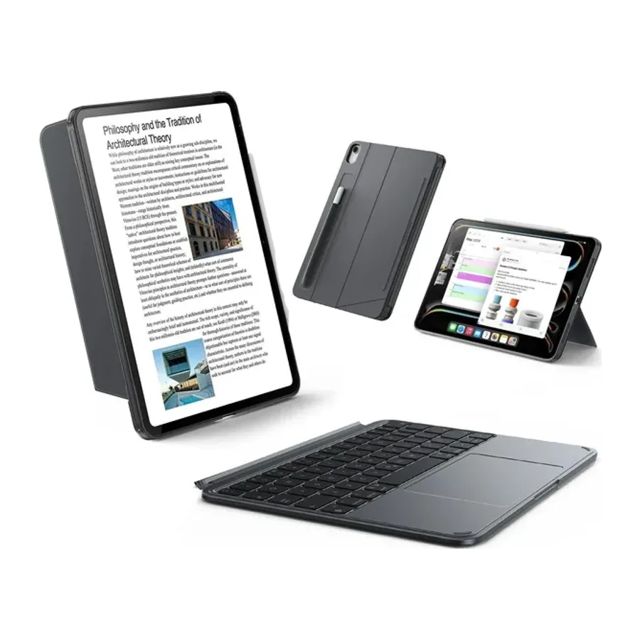 ESR Apple iPad 2025 10.9 10.Nesil (A16) Shift Manyetik Klavyeli Tablet Kılıfı - Koyu Gri