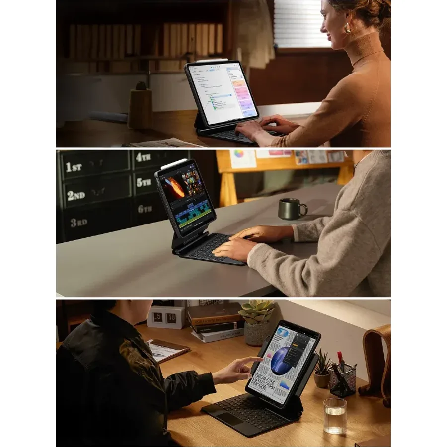 ESR Apple iPad Pro 11 (2024) Rebound Manyetik Klavyeli 360 Tablet Kılıfı - Siyah - görsel 3