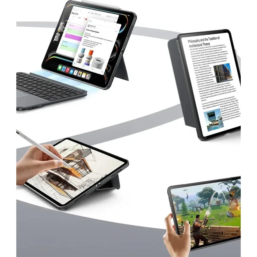 ESR Apple iPad Pro 11 (2024) Shift Manyetik Klavyeli Tablet Kılıfı - Koyu Gri - görsel 2