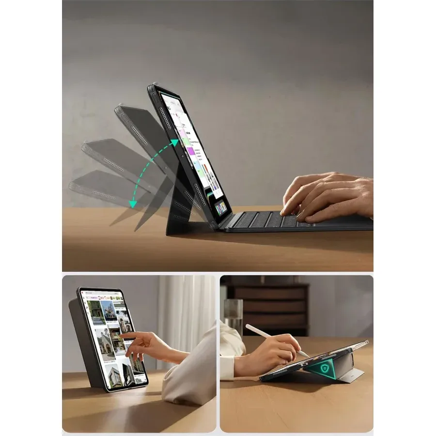 ESR Apple iPad Pro 11 (2024) Shift Manyetik Klavyeli Tablet Kılıfı - Koyu Gri - görsel 3