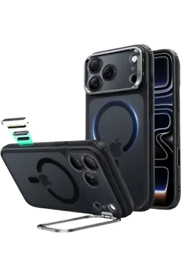ESR Apple iPhone 18 Pro Max/17 Pro Max Classic Hybrid Magsafe Standlı Kapak - Buzlu Siyah - görsel 2
