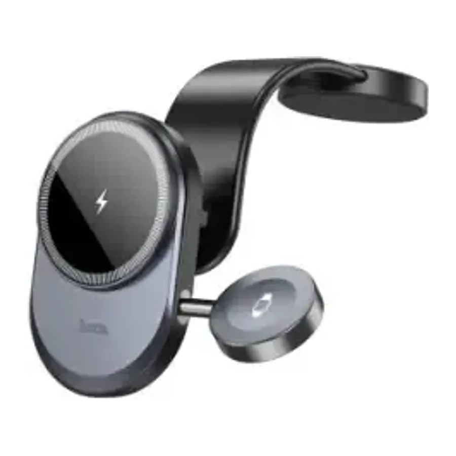 Hoco. HW28 Excelso Yapışkanlı 15W Kablosuz Şarj ve 2.5W Kablosuz Saat Şarj Destekli Magsafe Araç Tutucu - Siyah