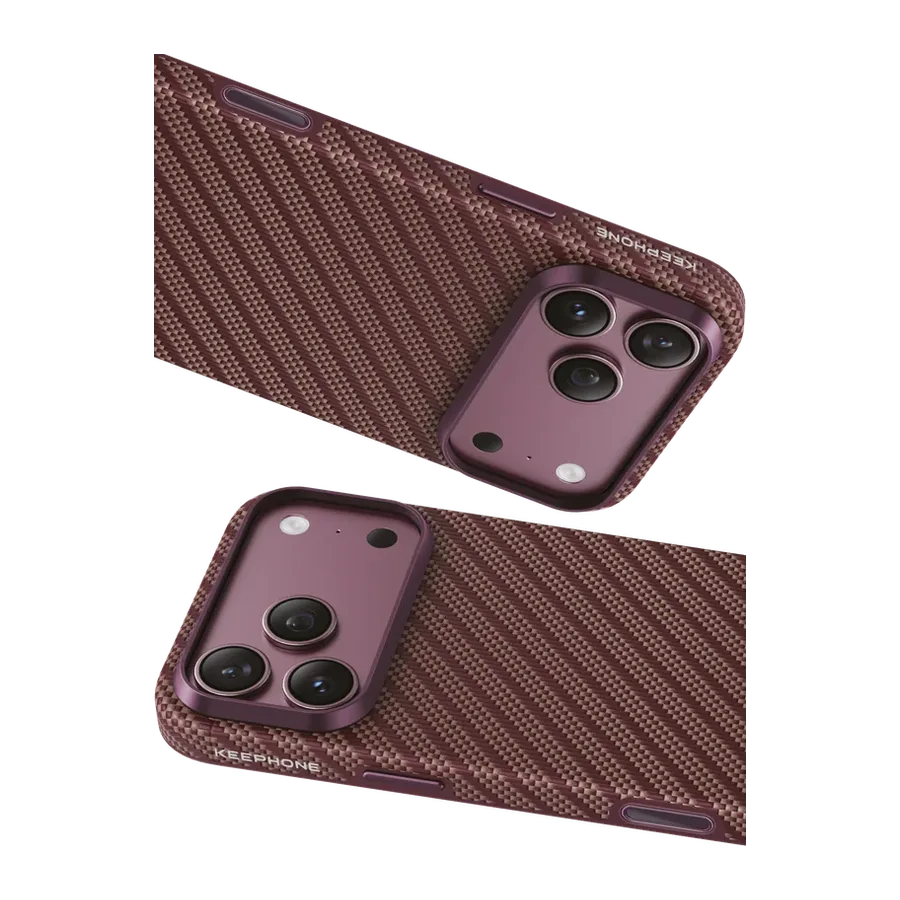 Keephone Apple iPhone 18 Pro Max/17 Pro Max Mono Aramid Fiber Magsafe Kapak - Bordo - görsel 2