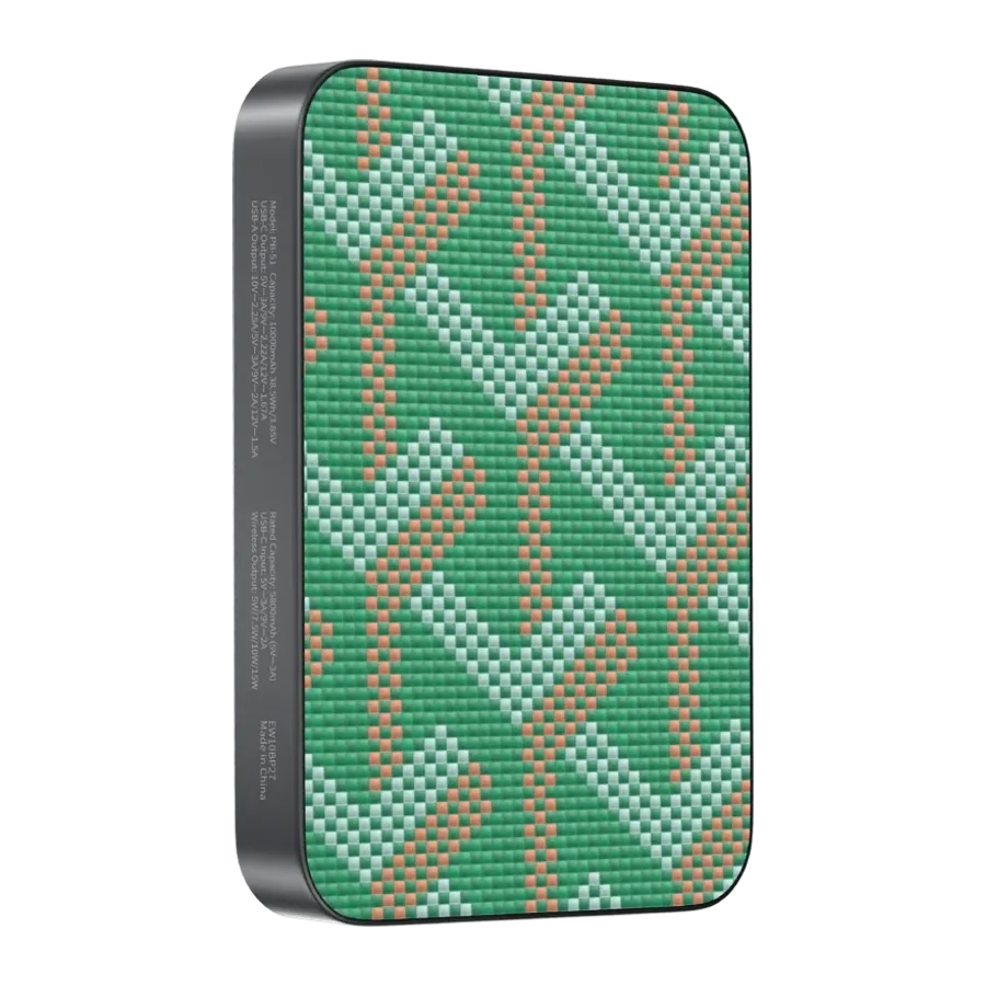 Keephone PB51 Brendy Kevlar 10.000 mAh 22.5W USB 20W Type-C ve 15W Kablosuz Şarj Destekli Magsafe Powerbank - Yeşil