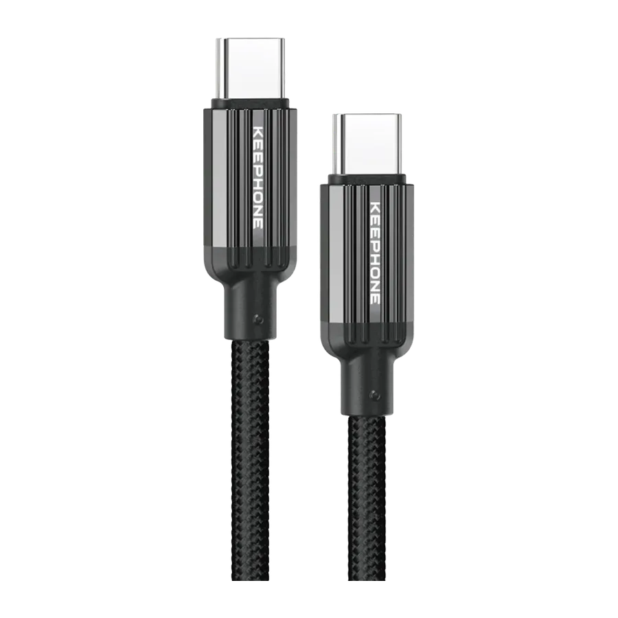 Keephone Pitta 1.2M 60W Örgülü Type-C to Type-C PD Hızlı Şarj Data Kablosu - Siyah