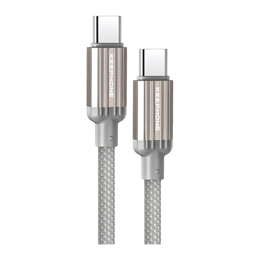 Keephone Pitta 1.2M 60W Örgülü Type-C to Type-C PD Hızlı Şarj Data Kablosu - Titanyum