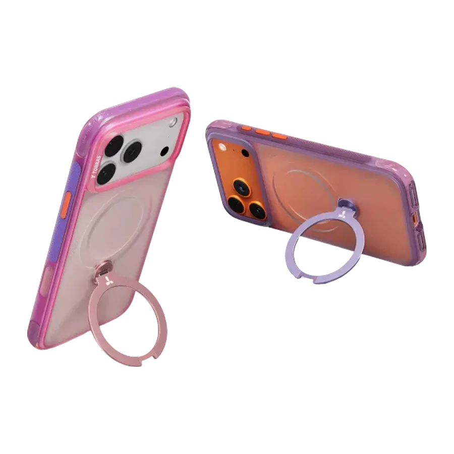 Torras Apple iPhone 17 Pro Max/18 Pro Max O Stand Spin Air Serisi Magsafe Kılıf - Pembe - görsel 5