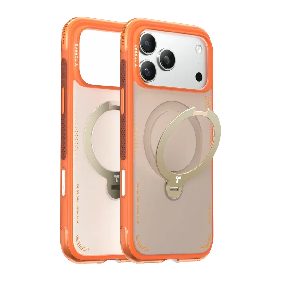 Torras Apple iPhone 17 Pro Max/18 Pro Max O Stand Spin Air Serisi Magsafe Kılıf - Turuncu — 1. görsel