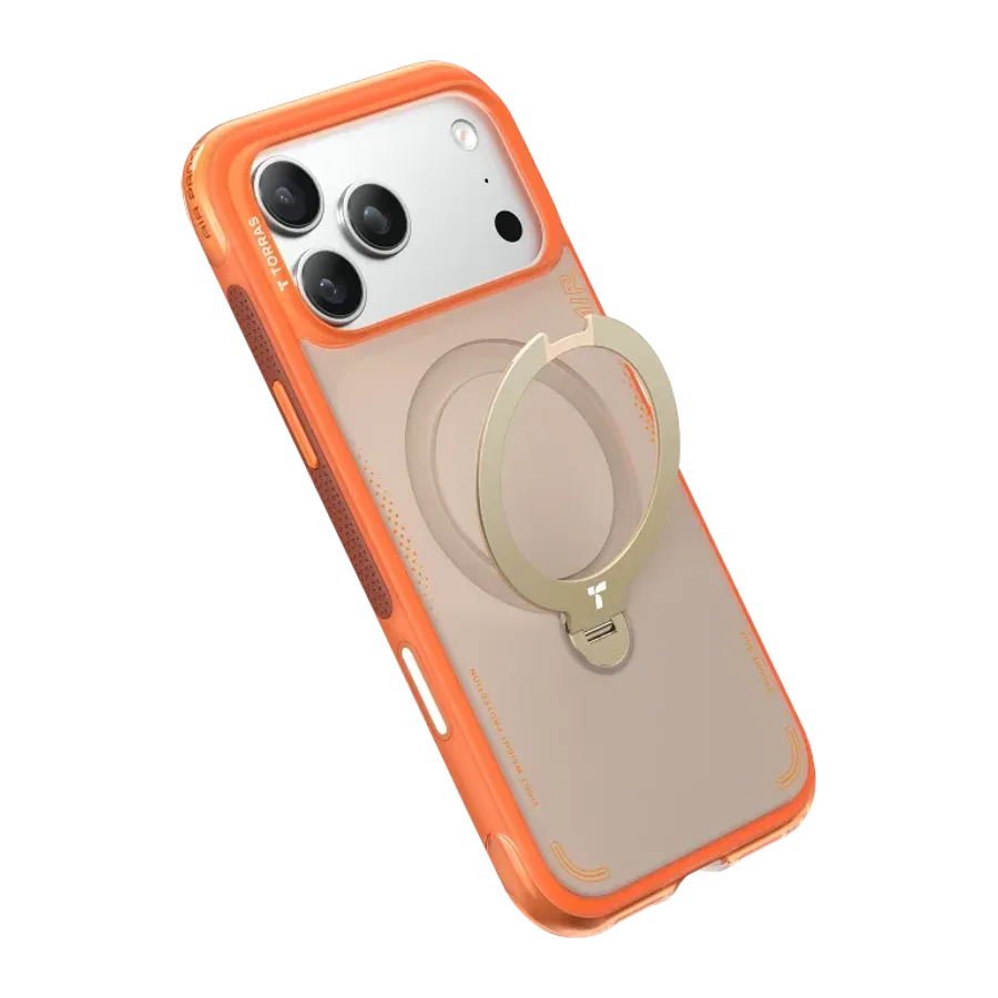 Torras Apple iPhone 17 Pro Max/18 Pro Max O Stand Spin Air Serisi Magsafe Kılıf - Turuncu - görsel 4