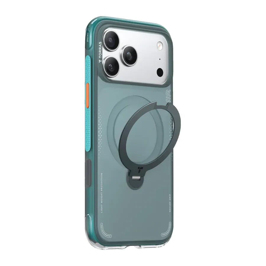 Torras Apple iPhone 17 Pro Max/18 Pro Max O Stand Spin Air Serisi Magsafe Kılıf - Yeşil-Mavi - görsel 2