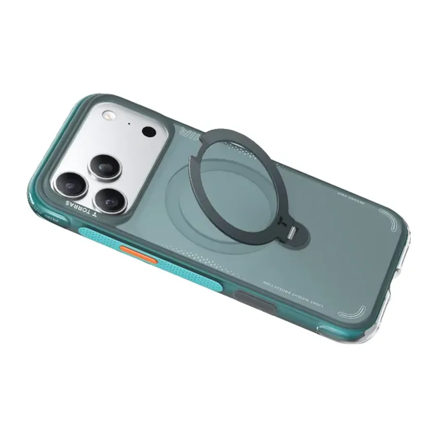 Torras Apple iPhone 17 Pro Max/18 Pro Max O Stand Spin Air Serisi Magsafe Kılıf - Yeşil-Mavi - görsel 3