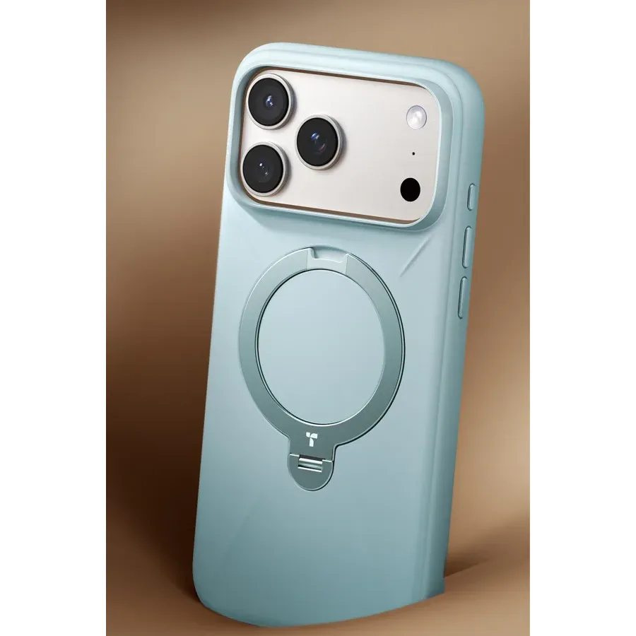 Torras Apple iPhone 17 Pro Max/18 Pro Max O Stand Spin Silicone Serisi Magsafe Kılıf - Açık Mavi - görsel 3