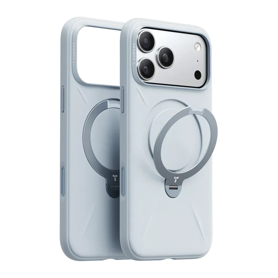 Torras Apple iPhone 17 Pro Max/18 Pro Max O Stand Spin Silicone Serisi Magsafe Kılıf - Açık Mavi — 1. görsel
