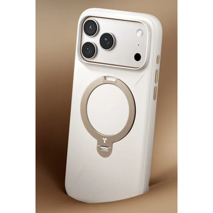 Torras Apple iPhone 17 Pro Max/18 Pro Max O Stand Spin Silicone Serisi Magsafe Kılıf - Beyaz - görsel 3