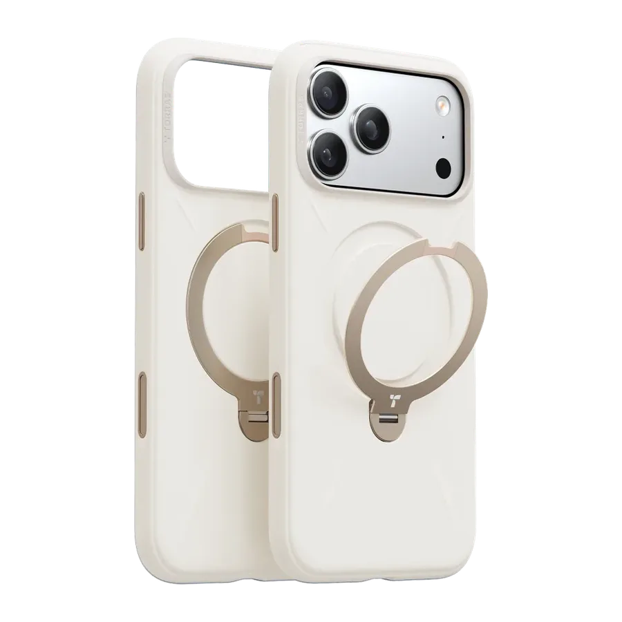 Torras Apple iPhone 17 Pro Max/18 Pro Max O Stand Spin Silicone Serisi Magsafe Kılıf - Beyaz — 1. görsel