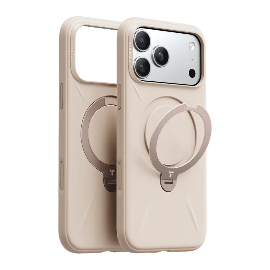 Torras Apple iPhone 17 Pro Max/18 Pro Max O Stand Spin Silicone Serisi Magsafe Kılıf - Krem — 1. görsel