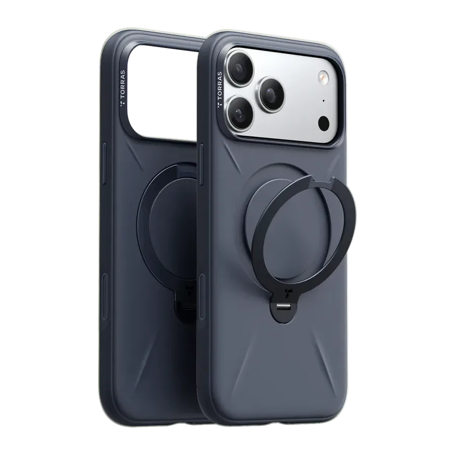 Torras Apple iPhone 17 Pro Max/18 Pro Max O Stand Spin Silicone Serisi Magsafe Kılıf - Lacivert — 1. görsel