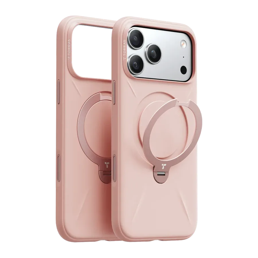 Torras Apple iPhone 17 Pro Max/18 Pro Max O Stand Spin Silicone Serisi Magsafe Kılıf - Pembe — 1. görsel