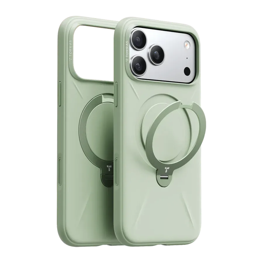 Torras Apple iPhone 17 Pro Max/18 Pro Max O Stand Spin Silicone Serisi Magsafe Kılıf - Yeşil — 1. görsel