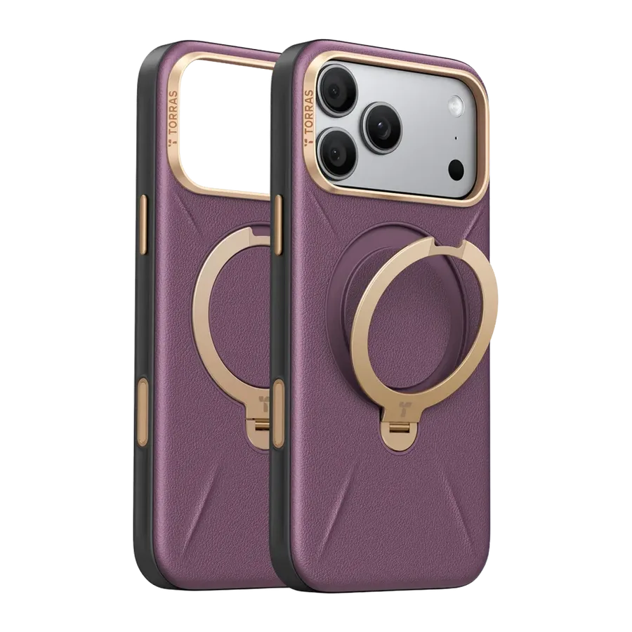 Torras Apple iPhone 18 Pro Max/17 Pro Max O Stand Spin VegSkin Serisi Magsafe Kılıf - Bordo
