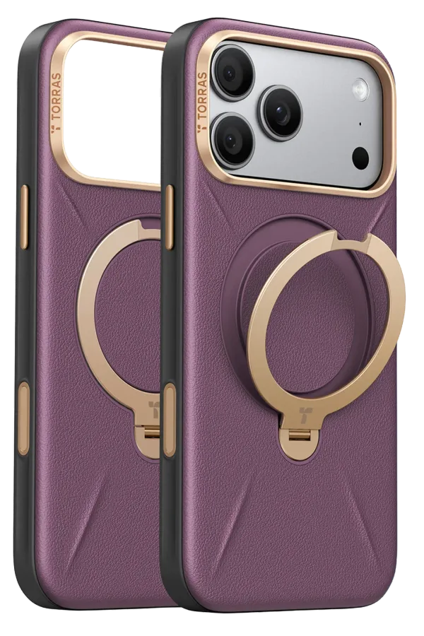 Torras Apple iPhone 18 Pro Max/17 Pro Max O Stand Spin VegSkin Serisi Magsafe Kılıf - Bordo