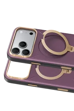 Torras Apple iPhone 18 Pro Max/17 Pro Max O Stand Spin VegSkin Serisi Magsafe Kılıf - Bordo - görsel 3