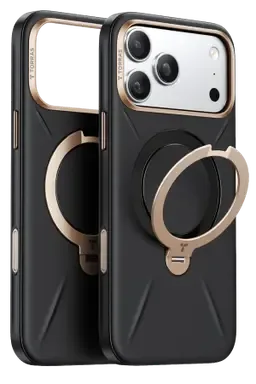Torras Apple iPhone 18 Pro Max/17 Pro Max O Stand Spin VegSkin Serisi Magsafe Kılıf - Siyah