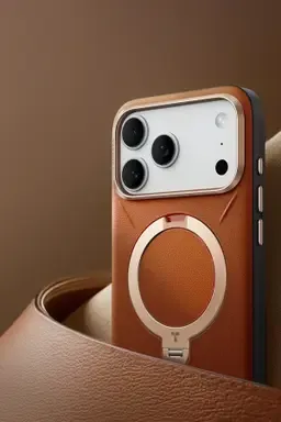 Torras Apple iPhone 18 Pro Max/17 Pro Max O Stand Spin VegSkin Serisi Magsafe Kılıf - Kahverengi - görsel 3