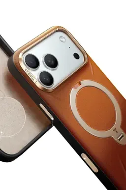 Torras Apple iPhone 18 Pro Max/17 Pro Max O Stand Spin VegSkin Serisi Magsafe Kılıf - Kahverengi - görsel 5