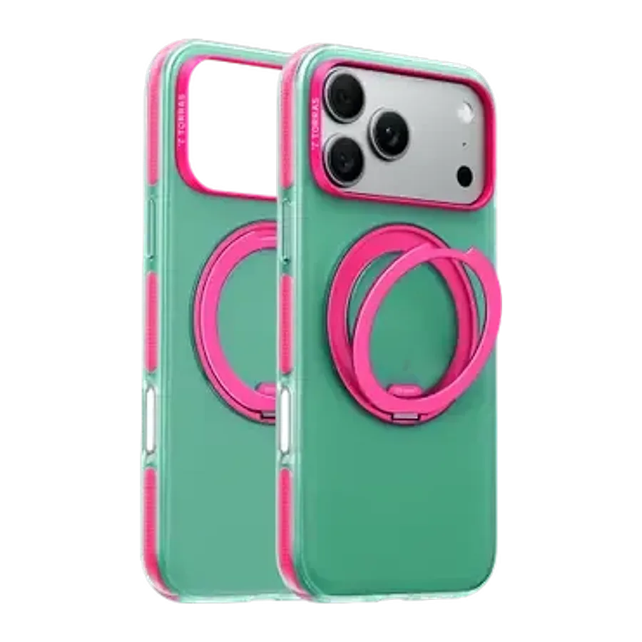 Torras Apple iPhone 18 Pro Max/17 Pro Max Ostand O3 Hue Standlı Magsafe Kapak - Yeşil-Pembe
