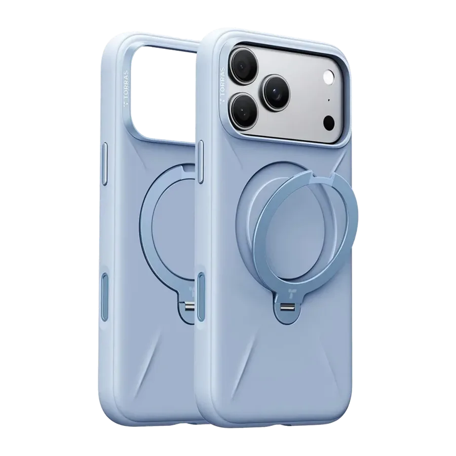 Torras Apple iPhone 18 Pro Max/17 Pro Max Ostand Q3 Silicone Standlı Magsafe Kapak - Açık Mavi