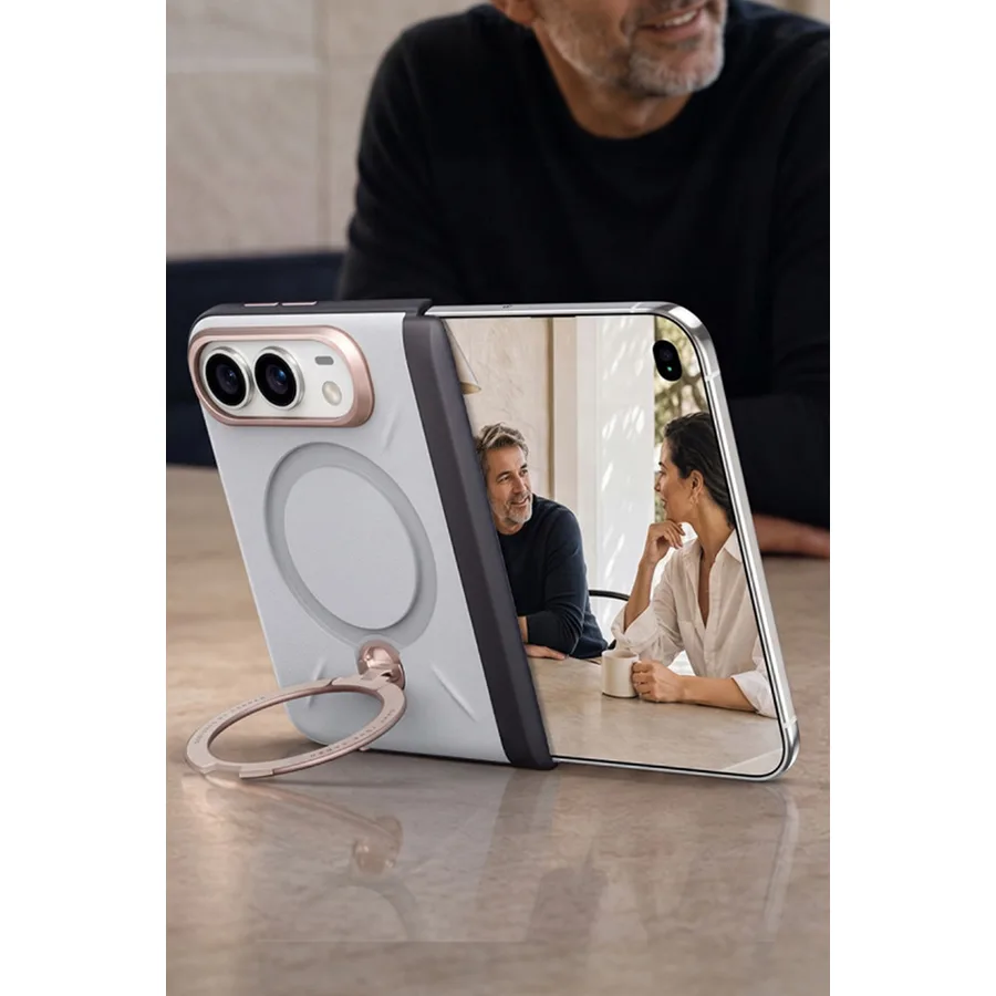 Torras Apple iPhone Duo O Stand Spin VegSkin Serisi Magsafe Kılıf - Beyaz - görsel 3