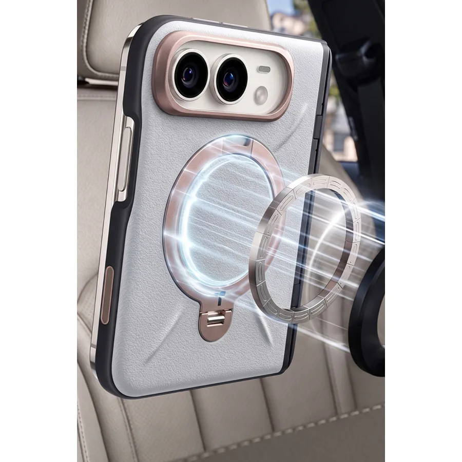 Torras Apple iPhone Duo O Stand Spin VegSkin Serisi Magsafe Kılıf - Beyaz - görsel 4