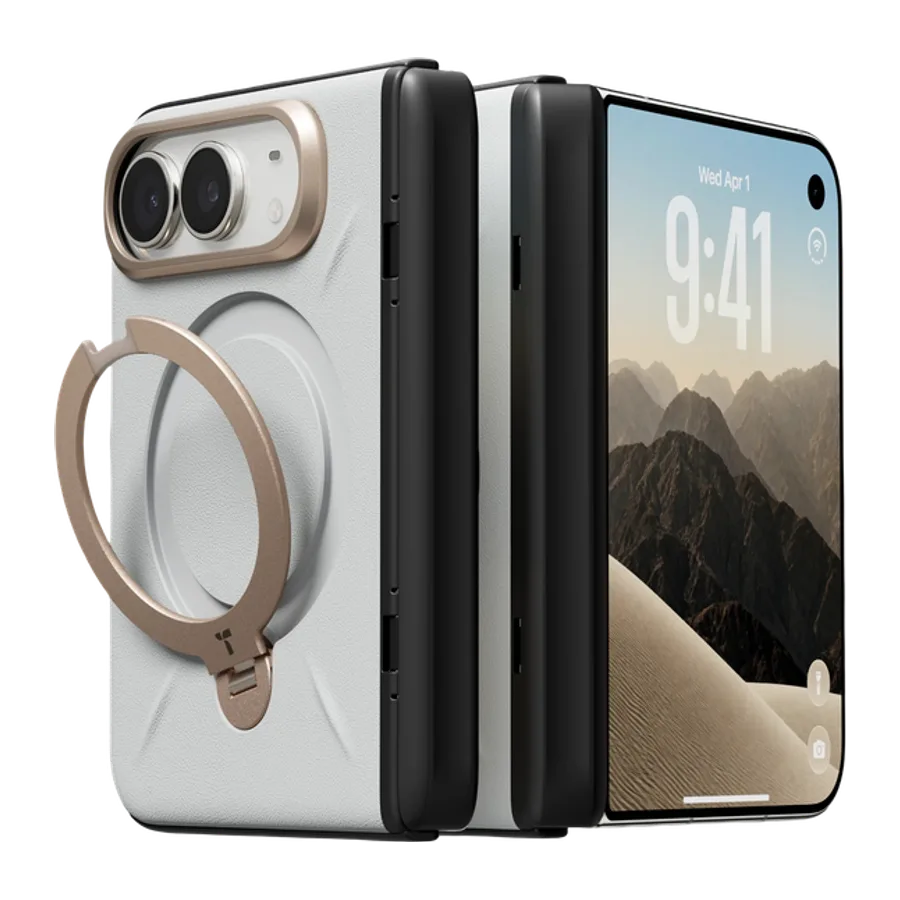 Torras Apple iPhone Duo O Stand Spin VegSkin Serisi Magsafe Kılıf - Beyaz
